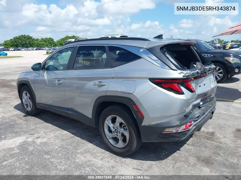 2024 Hyundai Tucson Sel VIN: 5NMJB3DE5RH343874 Lot: 39937659