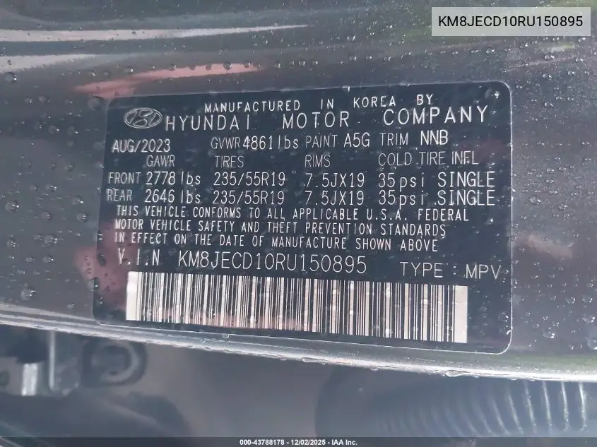 KM8JECD10RU150895 2024 Hyundai Tucson Hybrid Limited