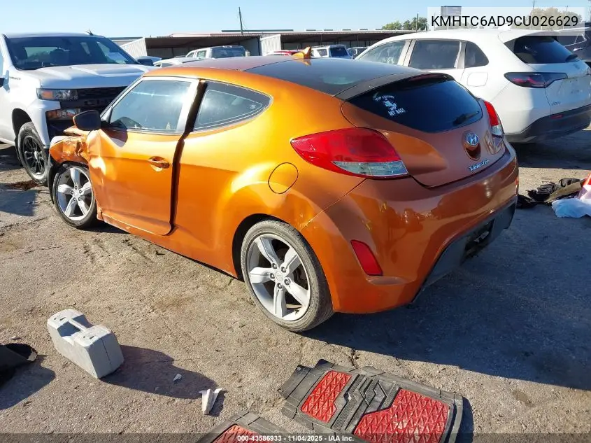 KMHTC6AD9CU026629 2012 Hyundai Veloster Base W/Black