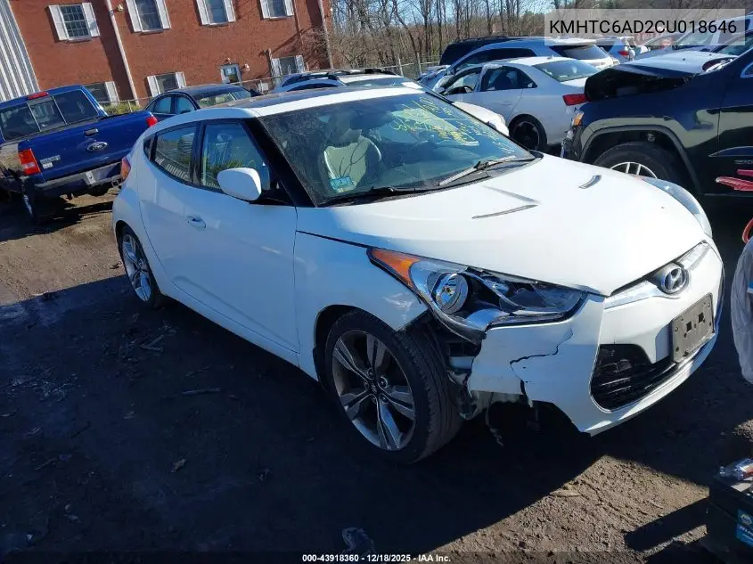 KMHTC6AD2CU018646 2012 Hyundai Veloster Base W/Gray