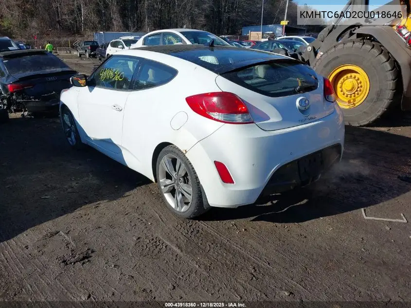 KMHTC6AD2CU018646 2012 Hyundai Veloster Base W/Gray