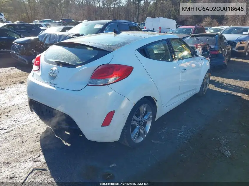 KMHTC6AD2CU018646 2012 Hyundai Veloster Base W/Gray