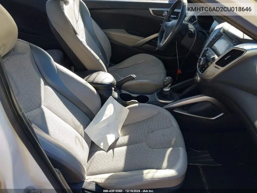 KMHTC6AD2CU018646 2012 Hyundai Veloster Base W/Gray