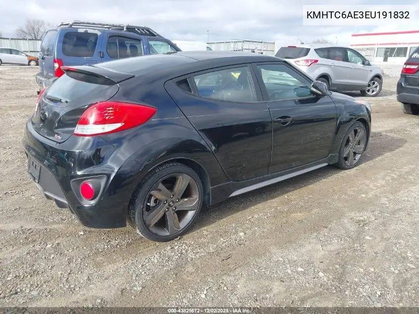 KMHTC6AE3EU191832 2014 Hyundai Veloster Turbo W/Blue