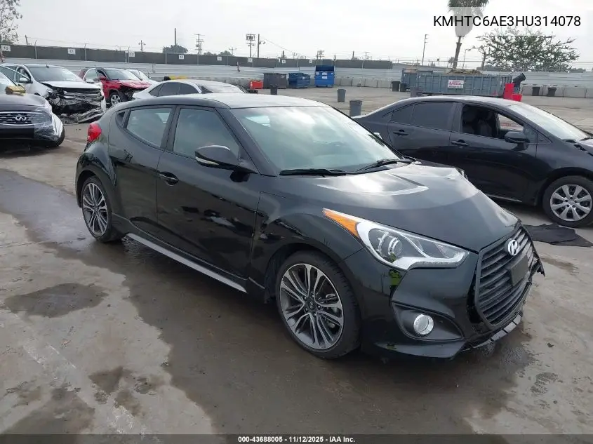 KMHTC6AE3HU314078 2017 Hyundai Veloster Turbo