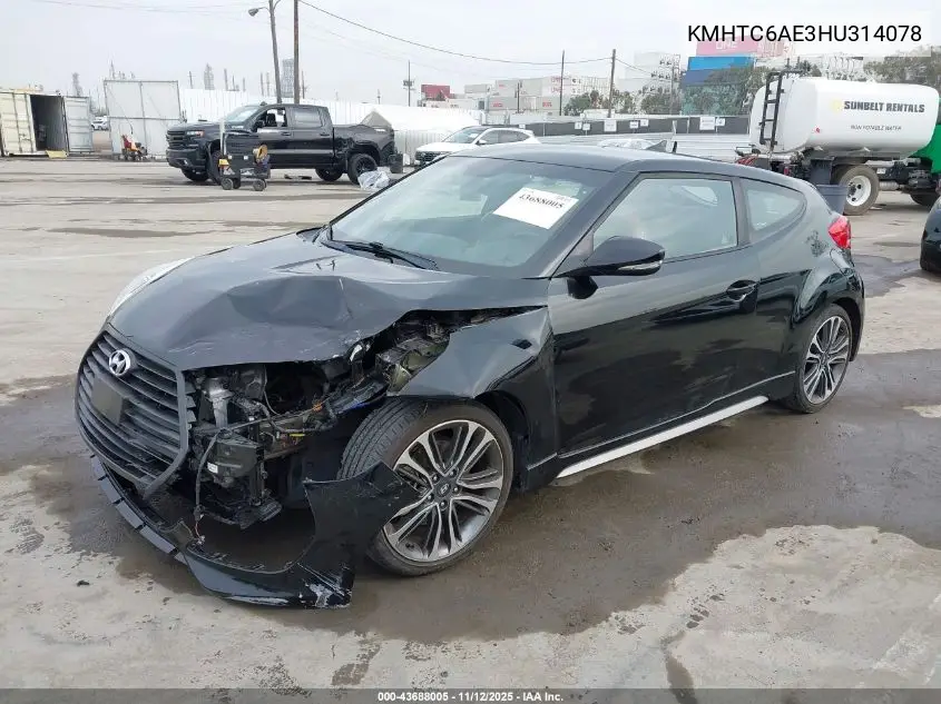 KMHTC6AE3HU314078 2017 Hyundai Veloster Turbo
