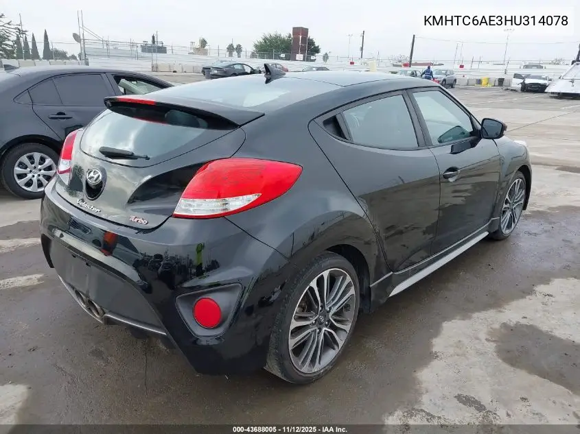 KMHTC6AE3HU314078 2017 Hyundai Veloster Turbo
