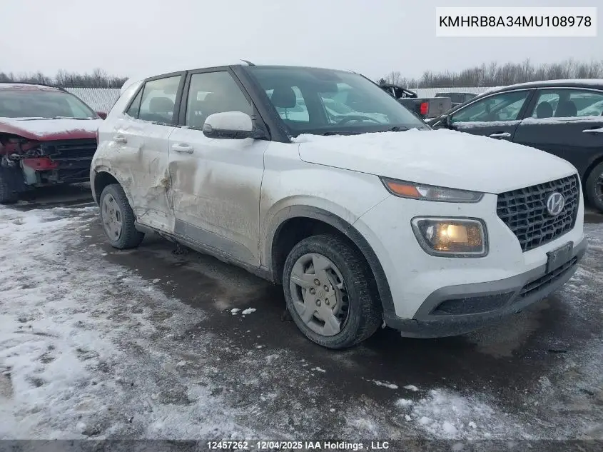 KMHRB8A34MU108978 2021 Hyundai Venue Se