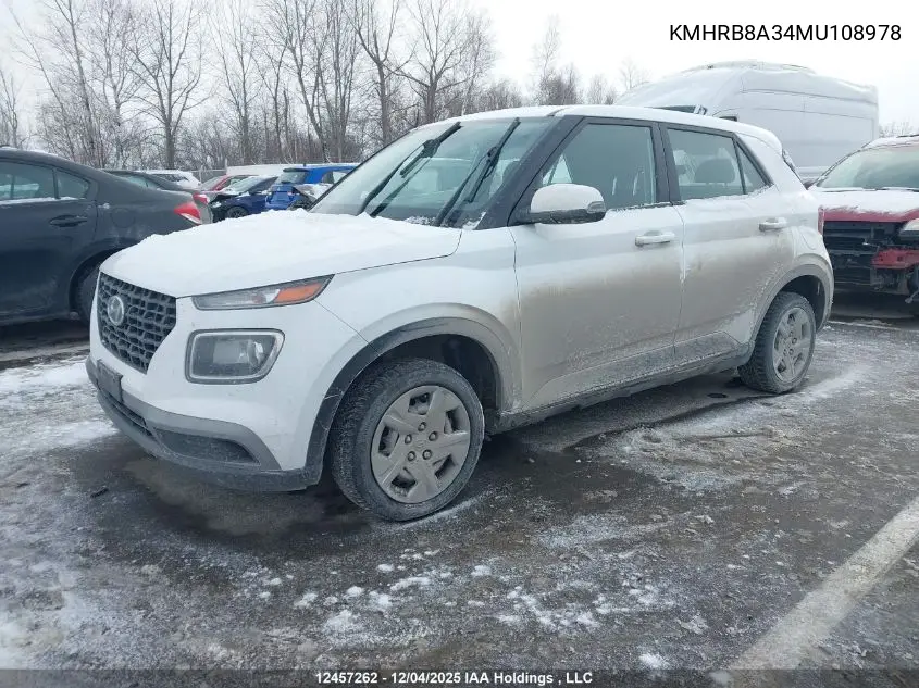 KMHRB8A34MU108978 2021 Hyundai Venue Se