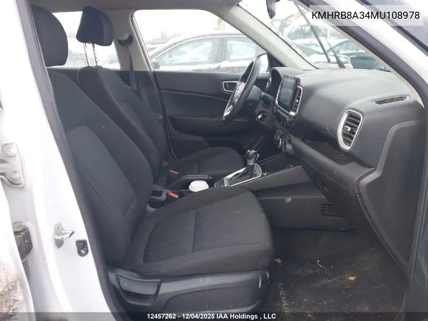 KMHRB8A34MU108978 2021 Hyundai Venue Se