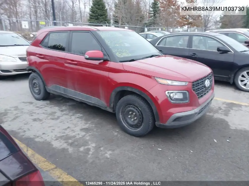 KMHRB8A39MU103730 2021 Hyundai Venue Essential Manual
