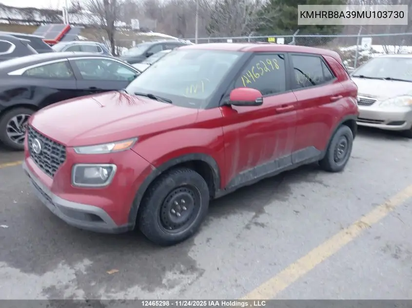 KMHRB8A39MU103730 2021 Hyundai Venue Essential Manual