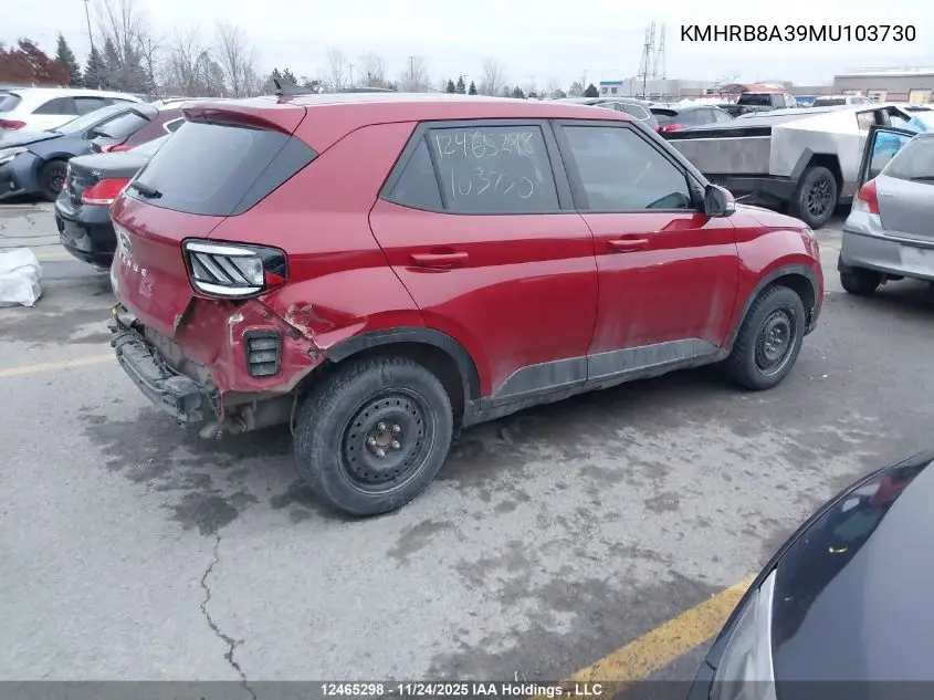 KMHRB8A39MU103730 2021 Hyundai Venue Essential Manual