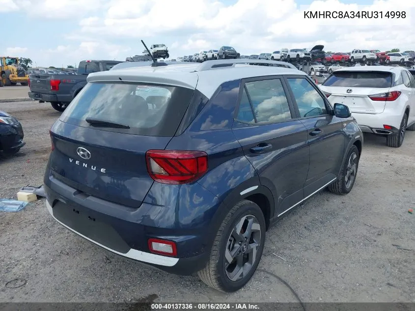 KMHRC8A34RU314998 2024 Hyundai Venue Limited