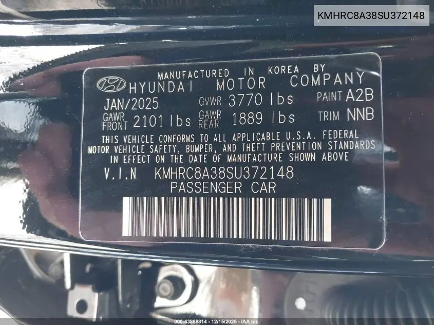 KMHRC8A38SU372148 2025 Hyundai Venue Sel
