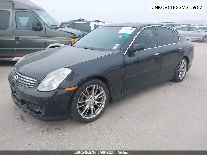 2003 Infiniti G35 Leather VIN: JNKCV51E33M315957 Lot: 39803270