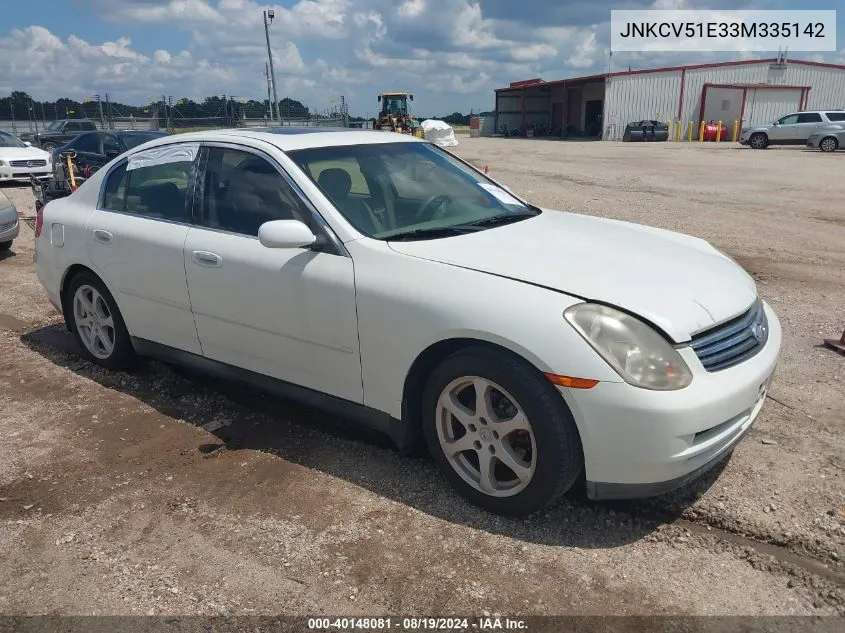 2003 Infiniti G35 Luxury Leather VIN: JNKCV51E33M335142 Lot: 40148081