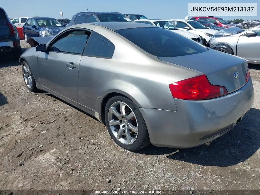 2003 Infiniti G35 Base W/Leather VIN: JNKCV54E93M213137 Lot: 40205903