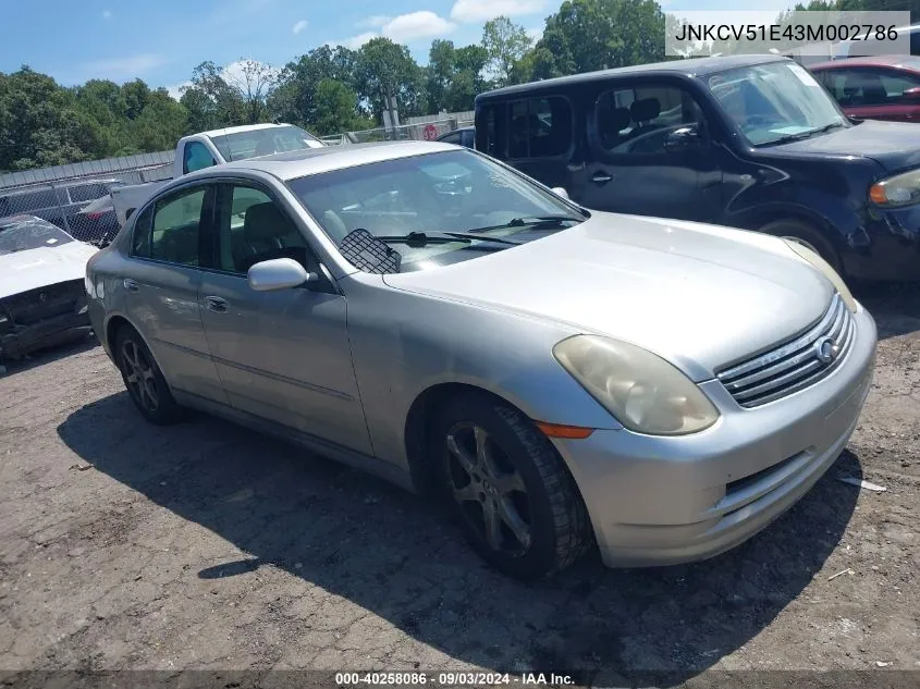 JNKCV51E43M002786 2003 Infiniti G35 Luxury