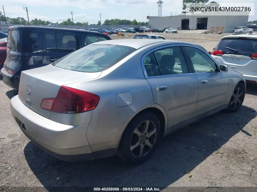 JNKCV51E43M002786 2003 Infiniti G35 Luxury