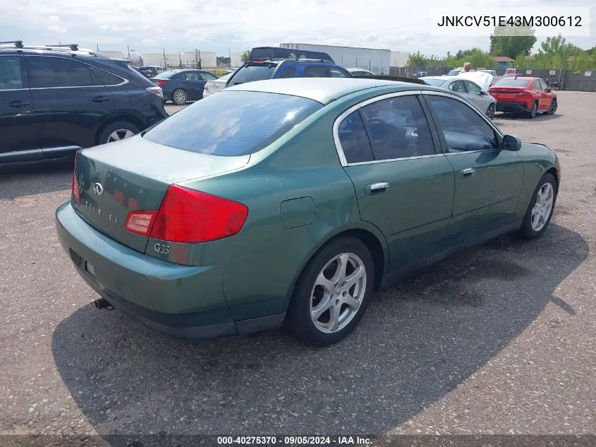 2003 Infiniti G35 Luxury Leather VIN: JNKCV51E43M300612 Lot: 40275370