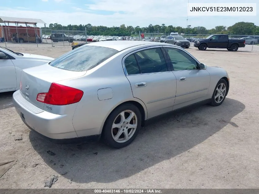 2003 Infiniti G35 VIN: JNKCV51E23M012023 Lot: 40483146