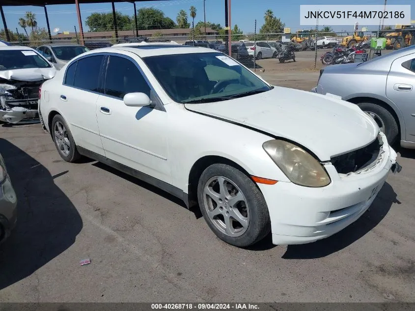 2004 Infiniti G35X VIN: JNKCV51F44M702186 Lot: 40268718