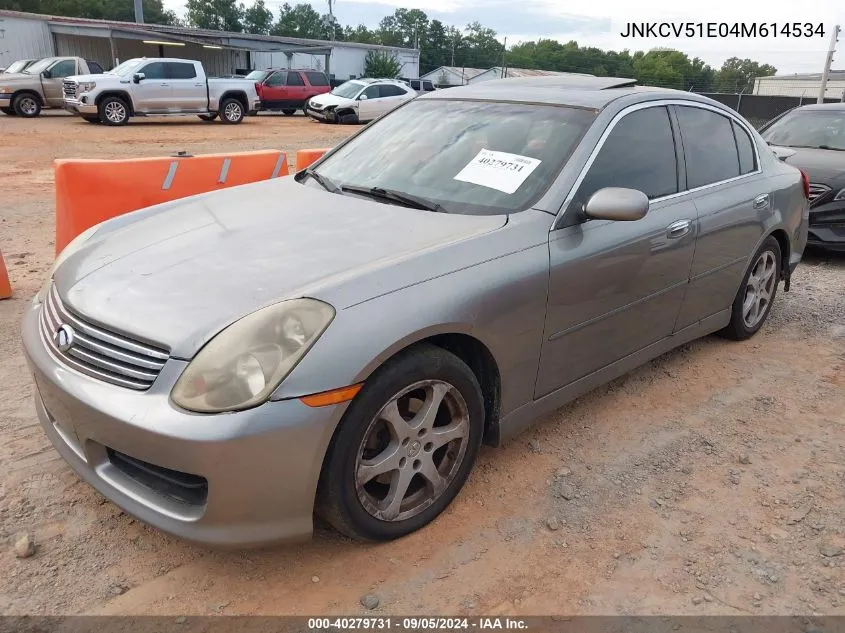 2004 Infiniti G35 VIN: JNKCV51E04M614534 Lot: 40237381