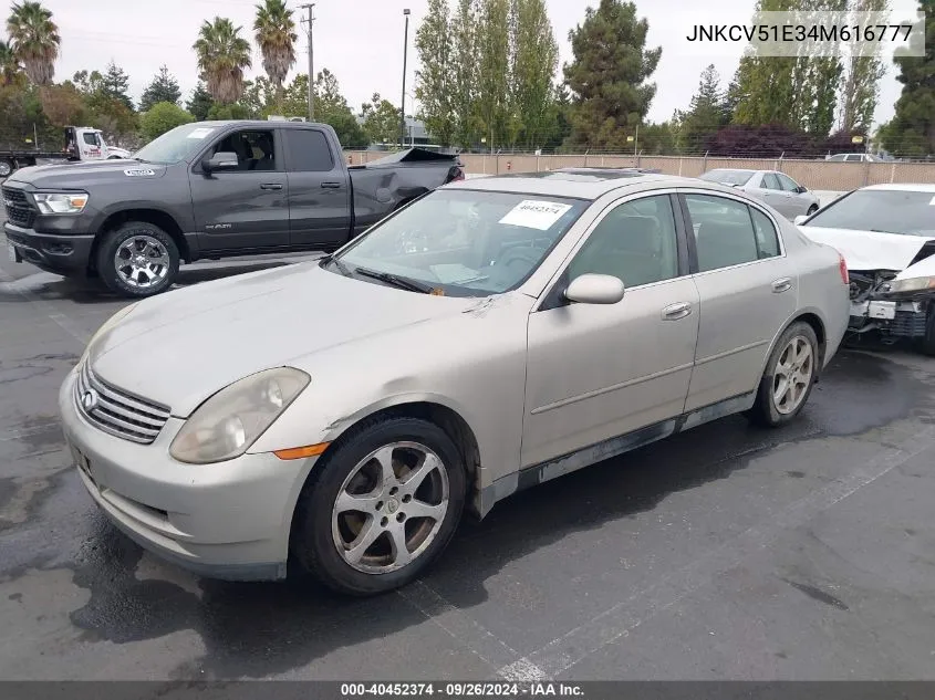 2004 Infiniti G35 VIN: JNKCV51E34M616777 Lot: 40452374