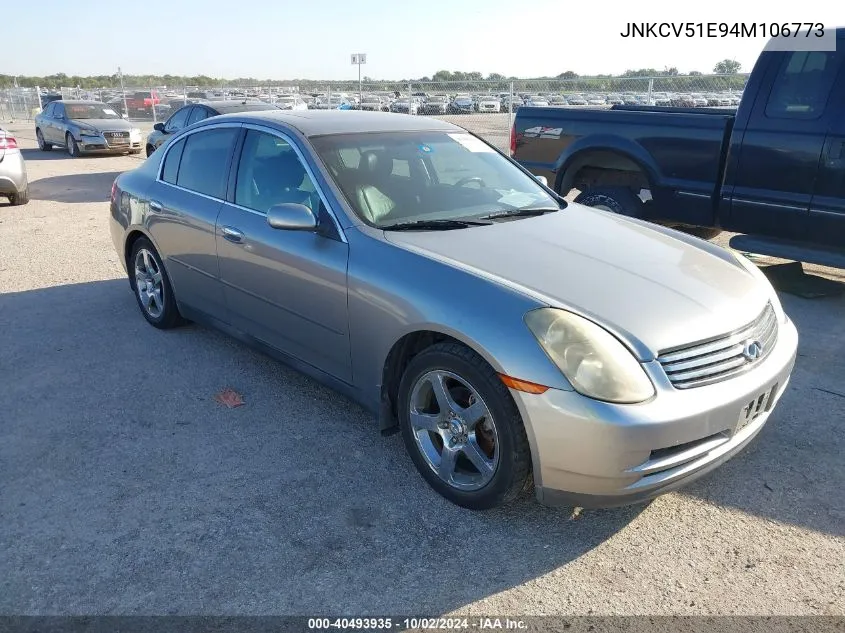 2004 Infiniti G35 VIN: JNKCV51E94M106773 Lot: 40493935