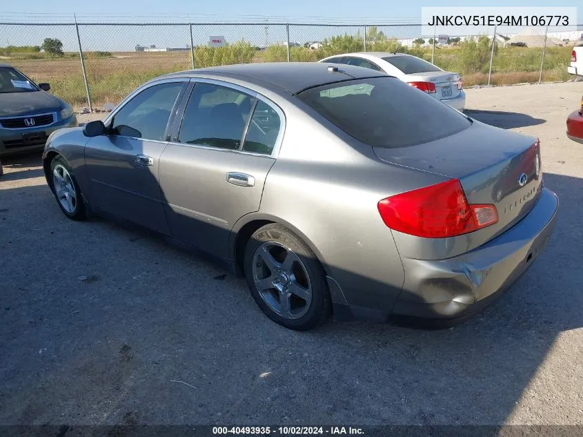 2004 Infiniti G35 VIN: JNKCV51E94M106773 Lot: 40493935