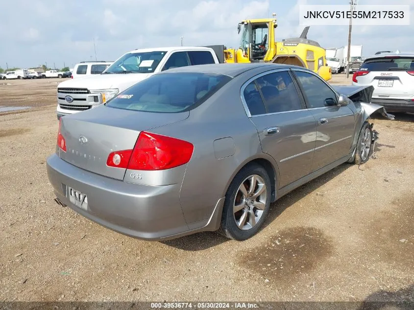 2005 Infiniti G35 VIN: JNKCV51E55M217533 Lot: 39536774