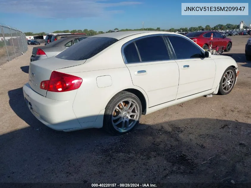 2005 Infiniti G35 VIN: JNKCV51E35M209947 Lot: 40220157