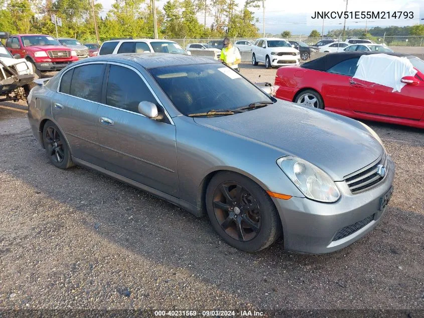 2005 Infiniti G35 VIN: JNKCV51E55M214793 Lot: 40231569