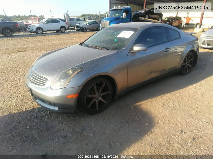 2005 Infiniti G35 VIN: JNKCV54EX5M419005 Lot: 40384368