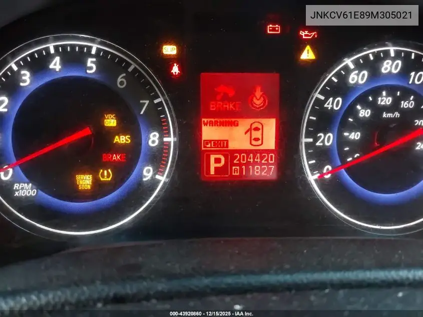 JNKCV61E89M305021 2009 Infiniti G37 Journey