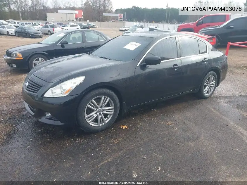 JN1CV6AP9AM403078 2010 Infiniti G37 Journey