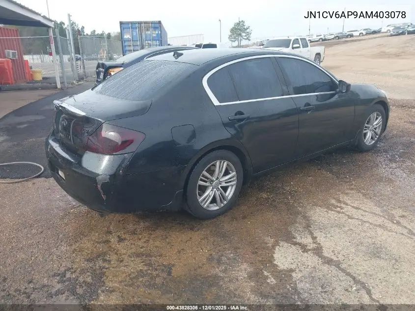 JN1CV6AP9AM403078 2010 Infiniti G37 Journey