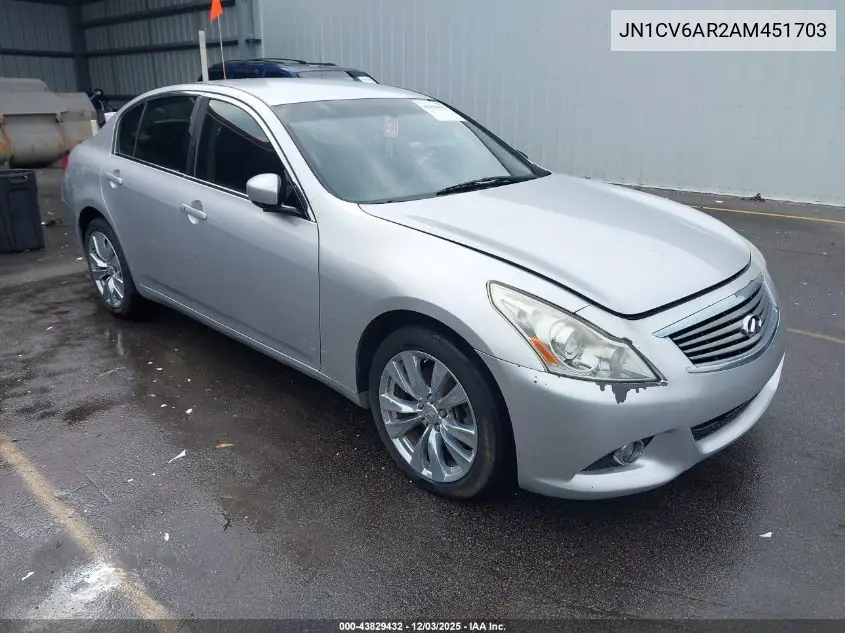 JN1CV6AR2AM451703 2010 Infiniti G37X