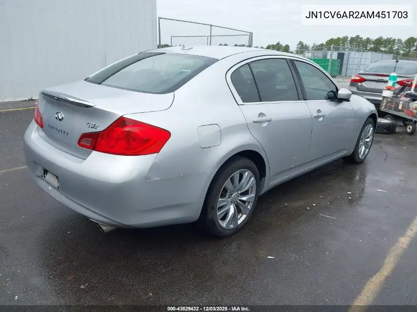 JN1CV6AR2AM451703 2010 Infiniti G37X
