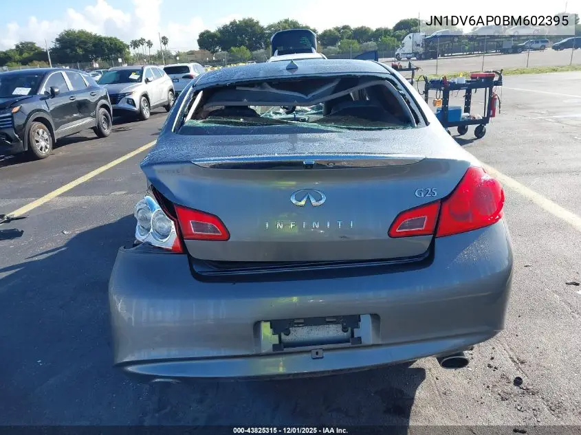 JN1DV6AP0BM602395 2011 Infiniti G25 Journey
