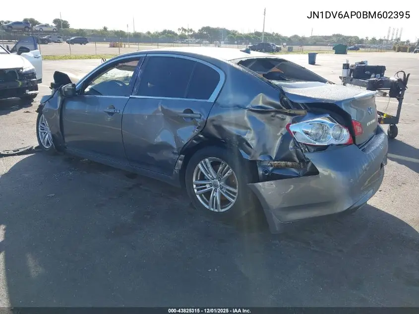 JN1DV6AP0BM602395 2011 Infiniti G25 Journey