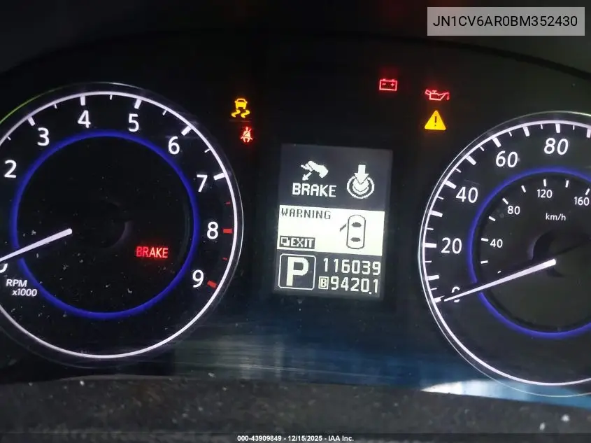 JN1CV6AR0BM352430 2011 Infiniti G37X