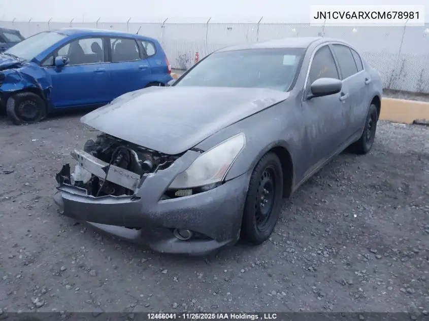 JN1CV6ARXCM678981 2012 Infiniti G37X