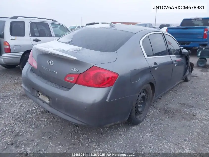 JN1CV6ARXCM678981 2012 Infiniti G37X
