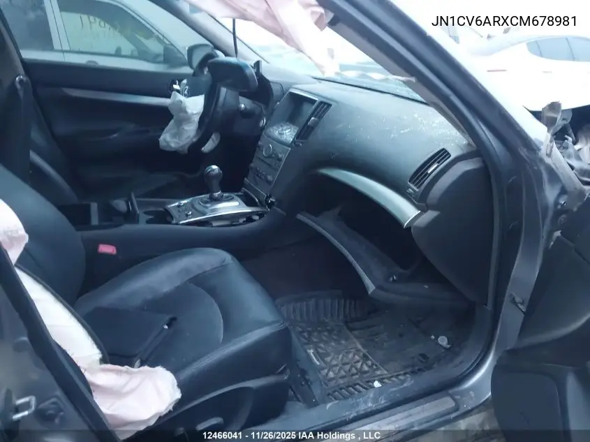 JN1CV6ARXCM678981 2012 Infiniti G37X