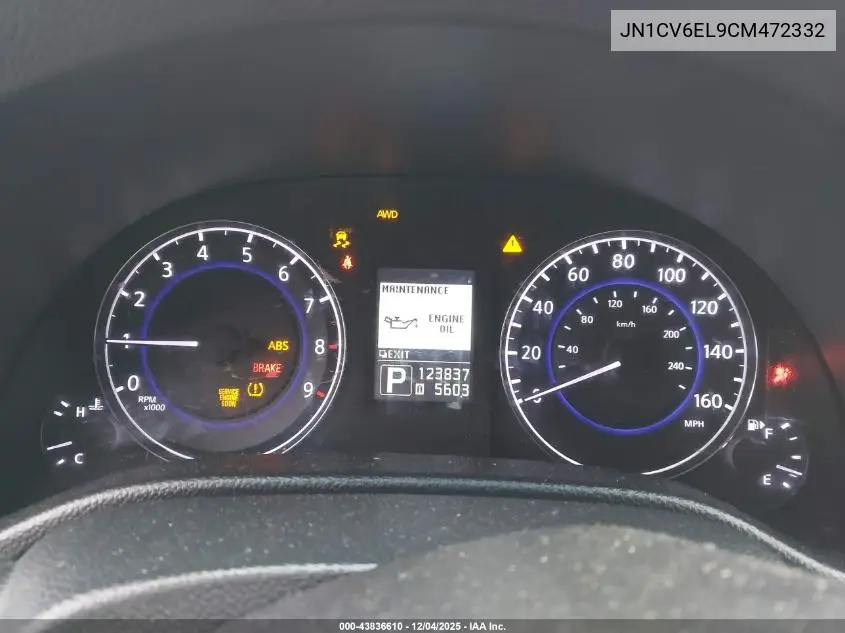 JN1CV6EL9CM472332 2012 Infiniti G37X