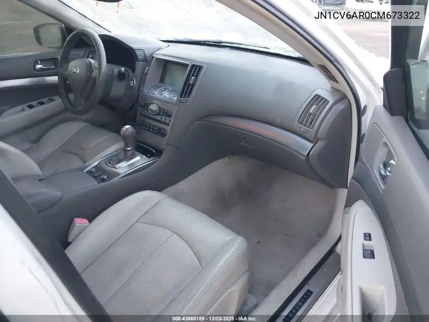 JN1CV6AR0CM673322 2012 Infiniti G37X