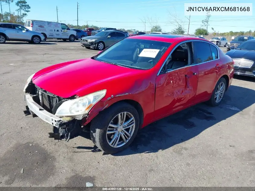 JN1CV6ARXCM681668 2012 Infiniti G37X
