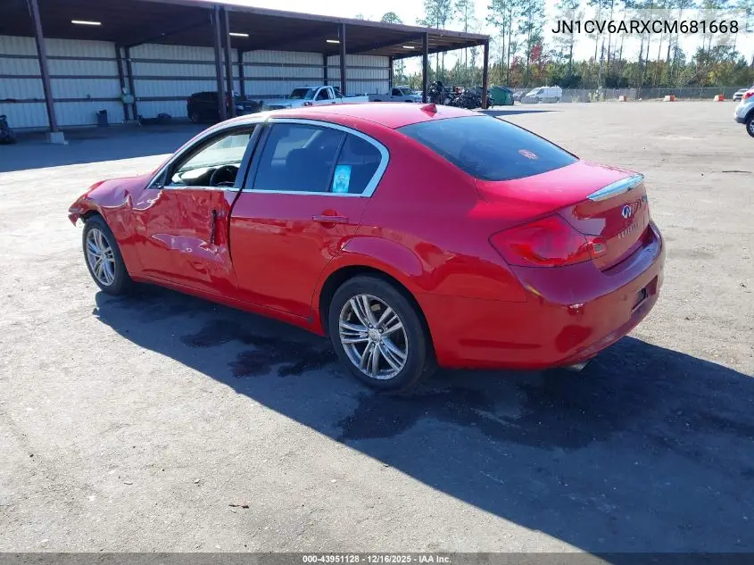JN1CV6ARXCM681668 2012 Infiniti G37X